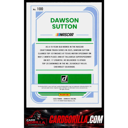 2026 Donruss #100 Dawson Sutton Laser