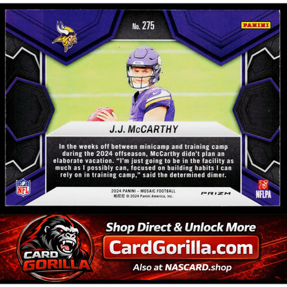 2024 Panini Mosaic #275 J.J. McCarthy Mosaic Camo Pink