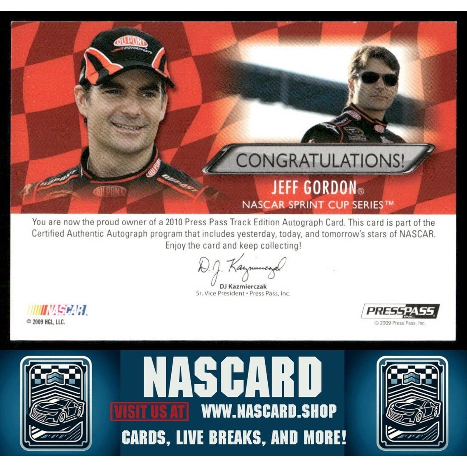 2010 Press Pass Vault Replacement Track Edition Autograph Jeff Gordon - NASCARD.shop