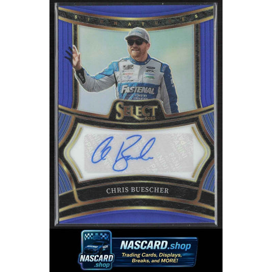 2025 Panini Select #S-CBR Chris Buescher Signatures Blue Prizms #/99