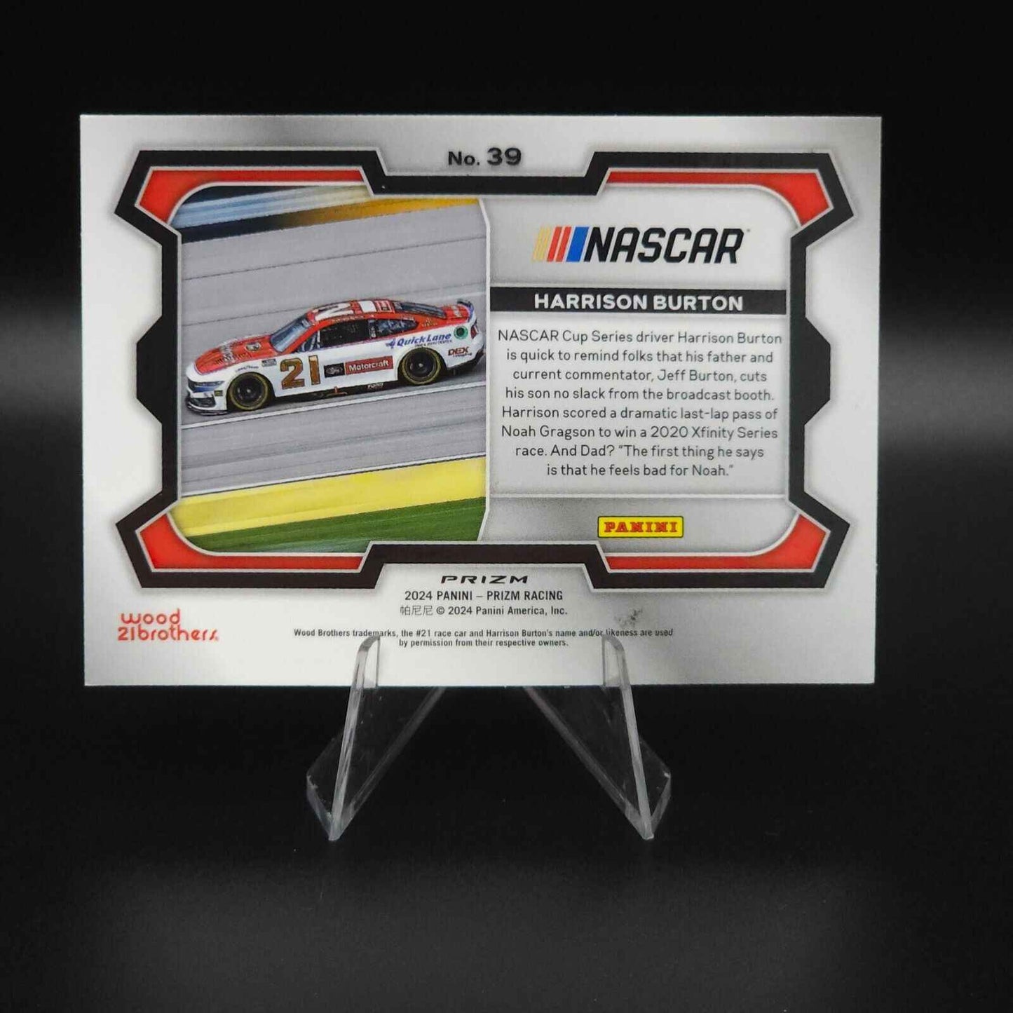 2024 Panini Prizm Racing Blue Cracked Ice Rides Harrison Burton #39 - NASCARD.shop