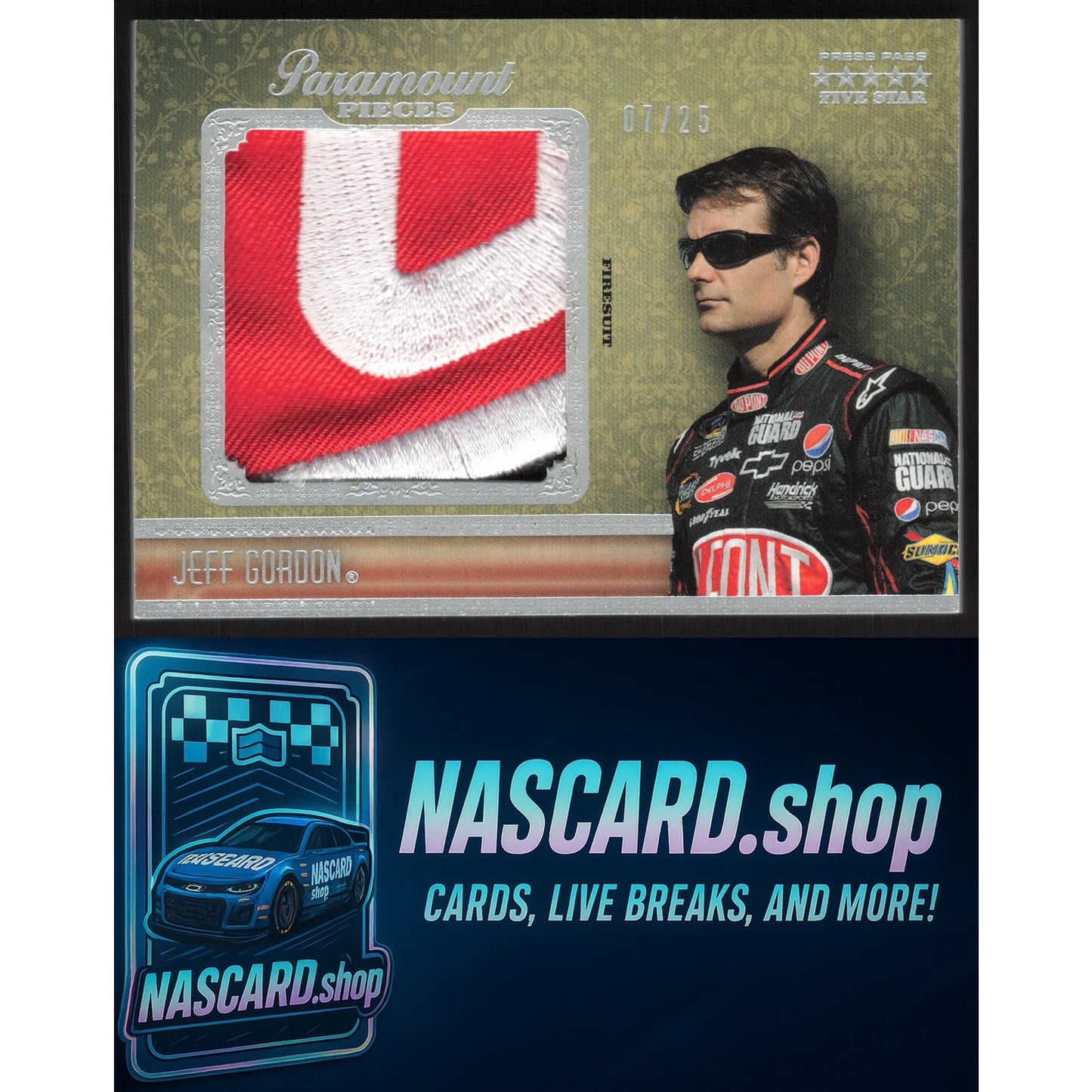 2010 Press Pass Five Star #PP-JG Jeff Gordon Paramount Pieces Aluminum #/25