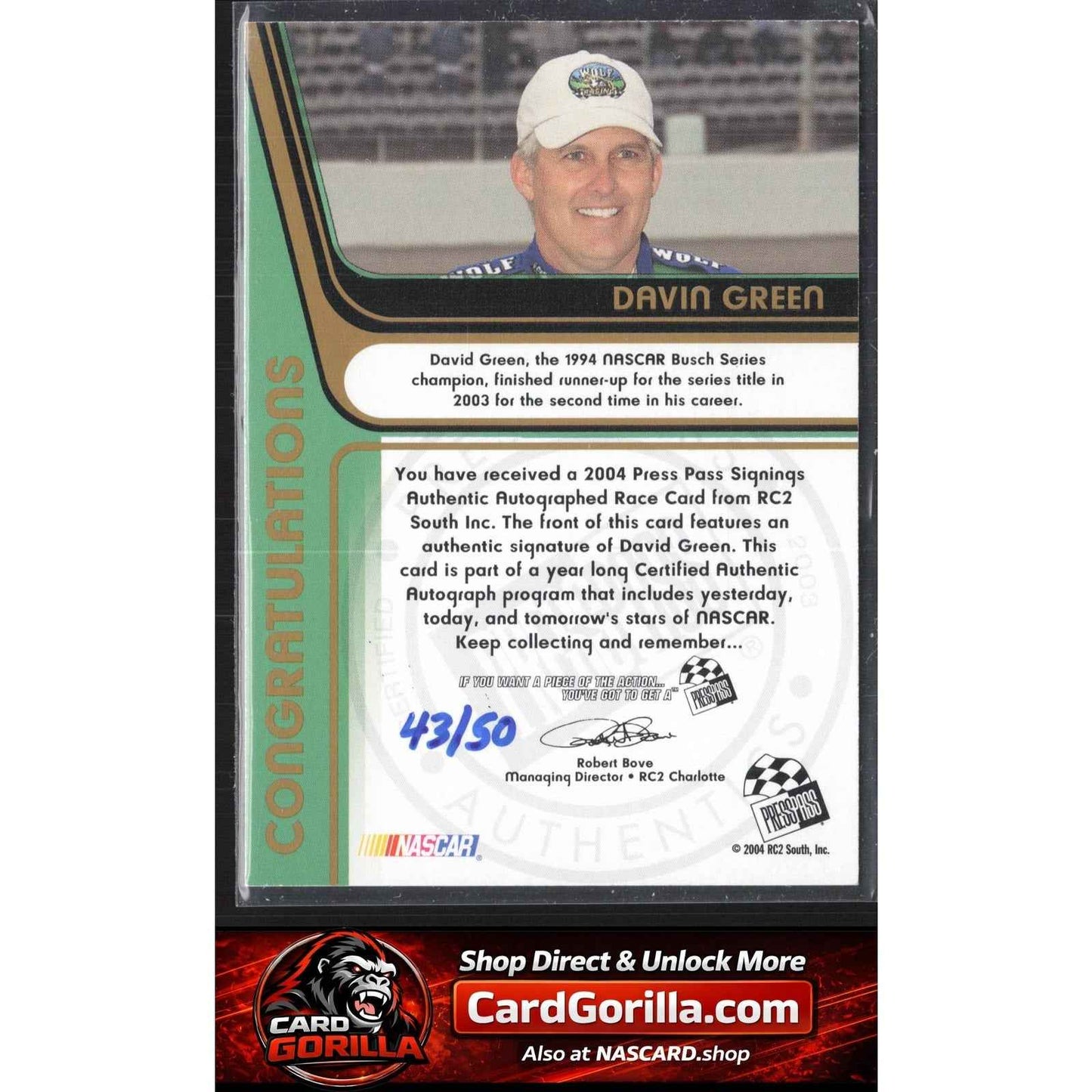 2004 Press Pass #NNO David Green Signings Gold #/50