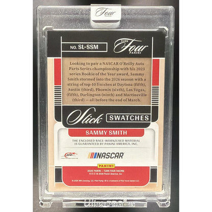 2026 Panini Turn Four Racing Sammy Smith #13 Slick Swatches Gold /10 MEM
