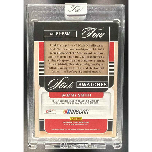 2026 Panini Turn Four Racing Sammy Smith #13 Slick Swatches Gold /10 MEM