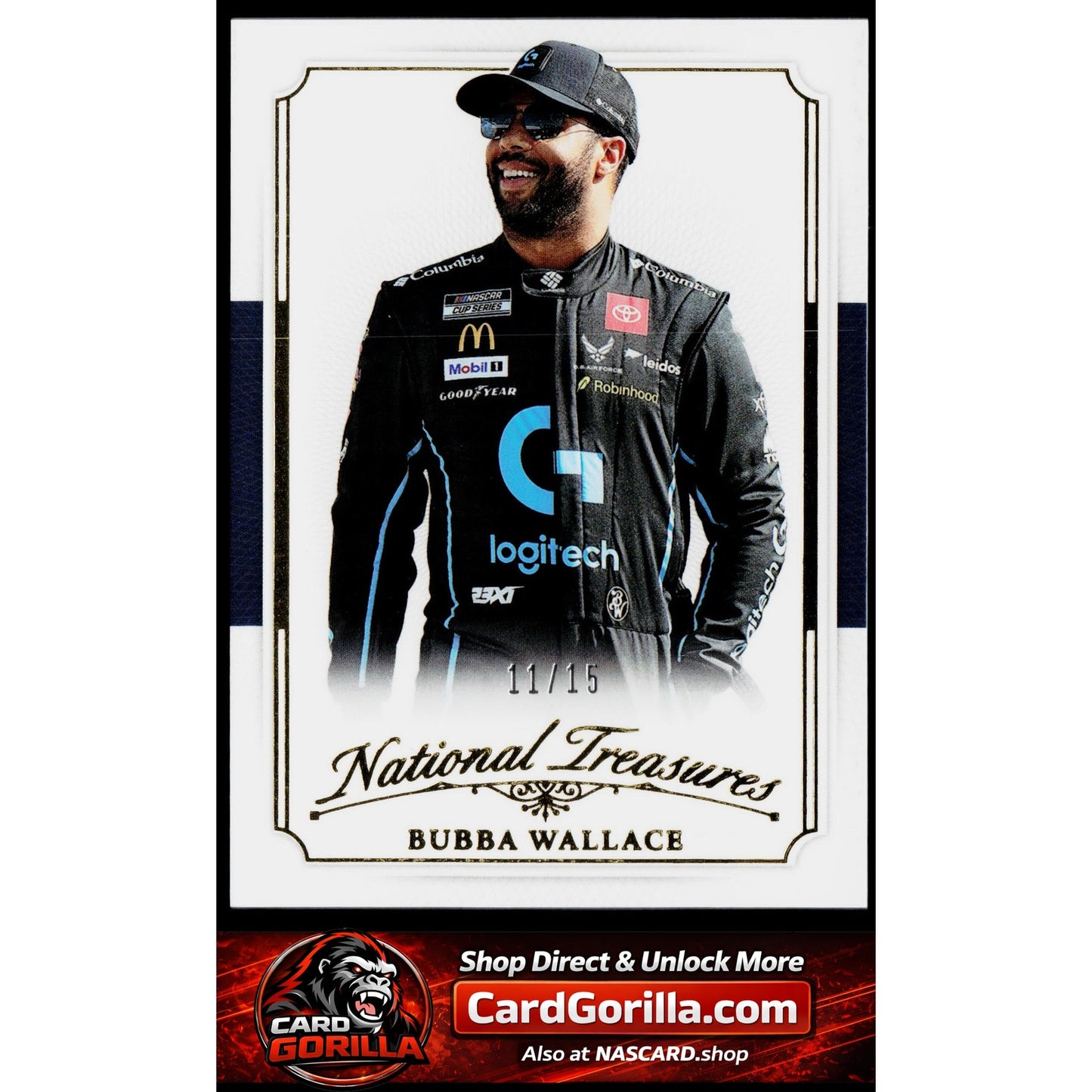 2025 Panini National Treasures #14 Bubba Wallace 2016 Throwback Gold #/15