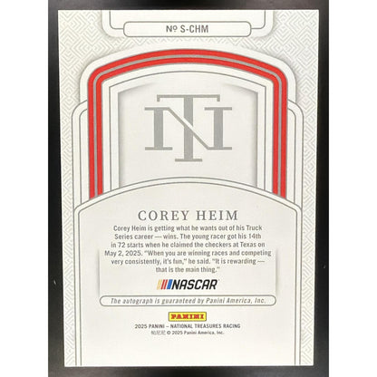 2025 Panini National Treasures Corey Heim #52 Signatures 28/99 Auto