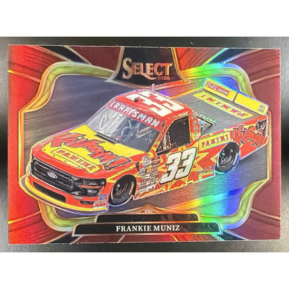 2026 Panini Select NASCAR Frankie Muniz #136 Set - Pit Road Maroon Prizms 10/125