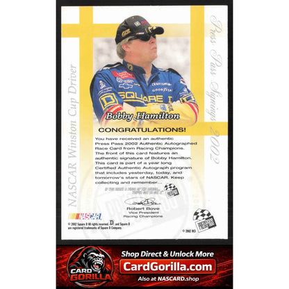 2002 Press Pass #NNO Bobby Hamilton Signings