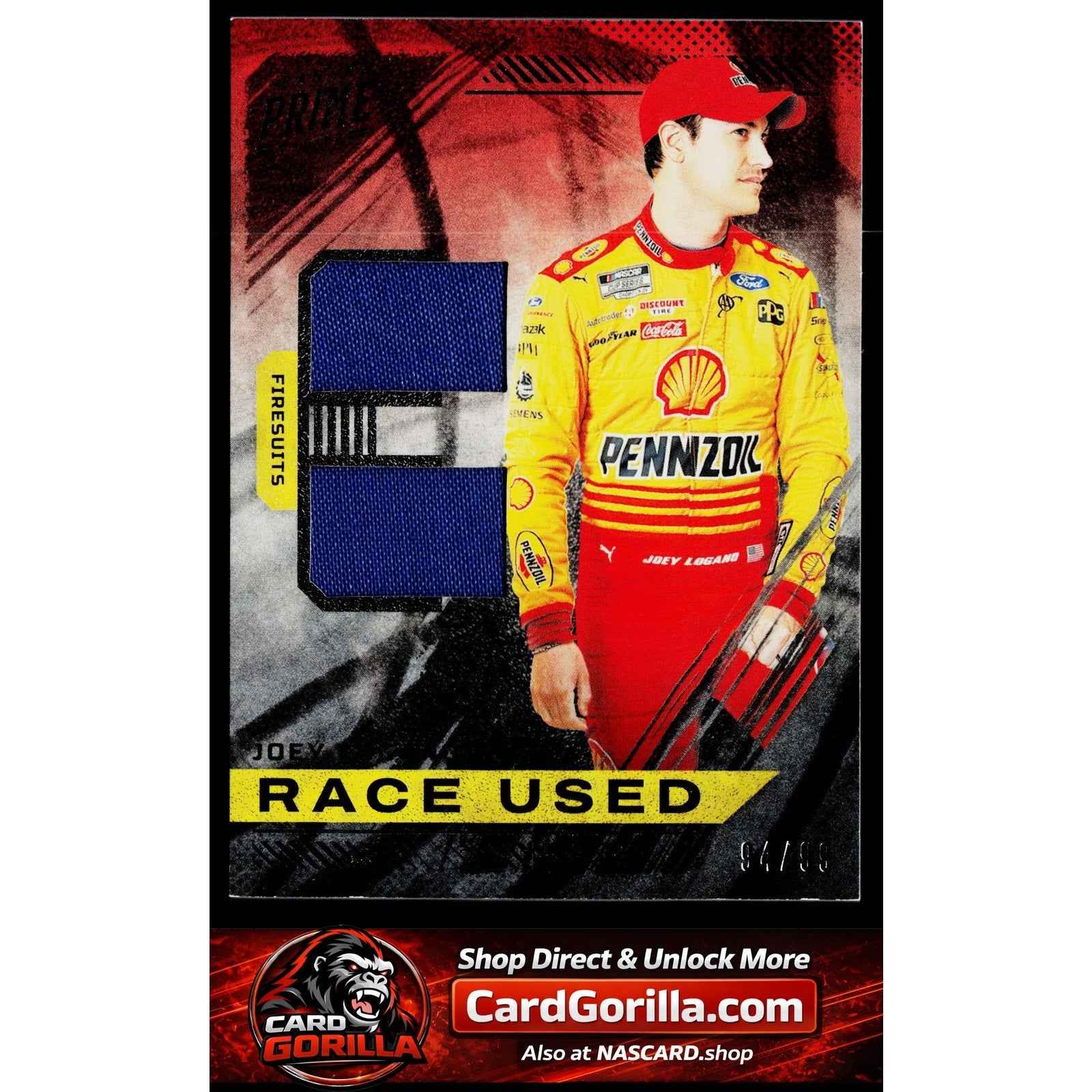 2023 Panini Prime #RUD-JLO Joey Logano Race Used Duals Firesuits #/99