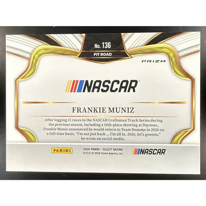 2026 Panini Select NASCAR Frankie Muniz #136 Set - Pit Road Silver Prizms