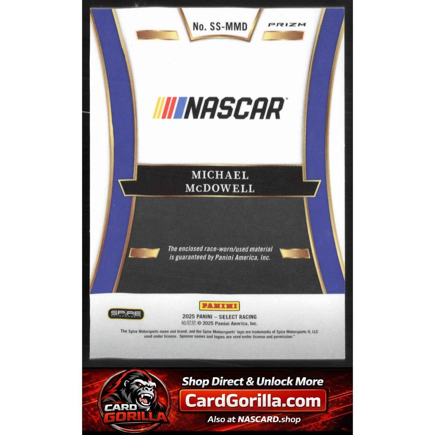 2025 Panini Select #SS-MMD Michael McDowell Selective Swatches Ice Prizms