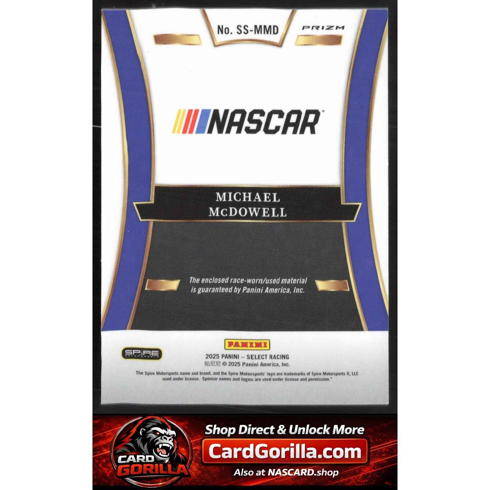 2025 Panini Select #SS-MMD Michael McDowell Selective Swatches Ice Prizms