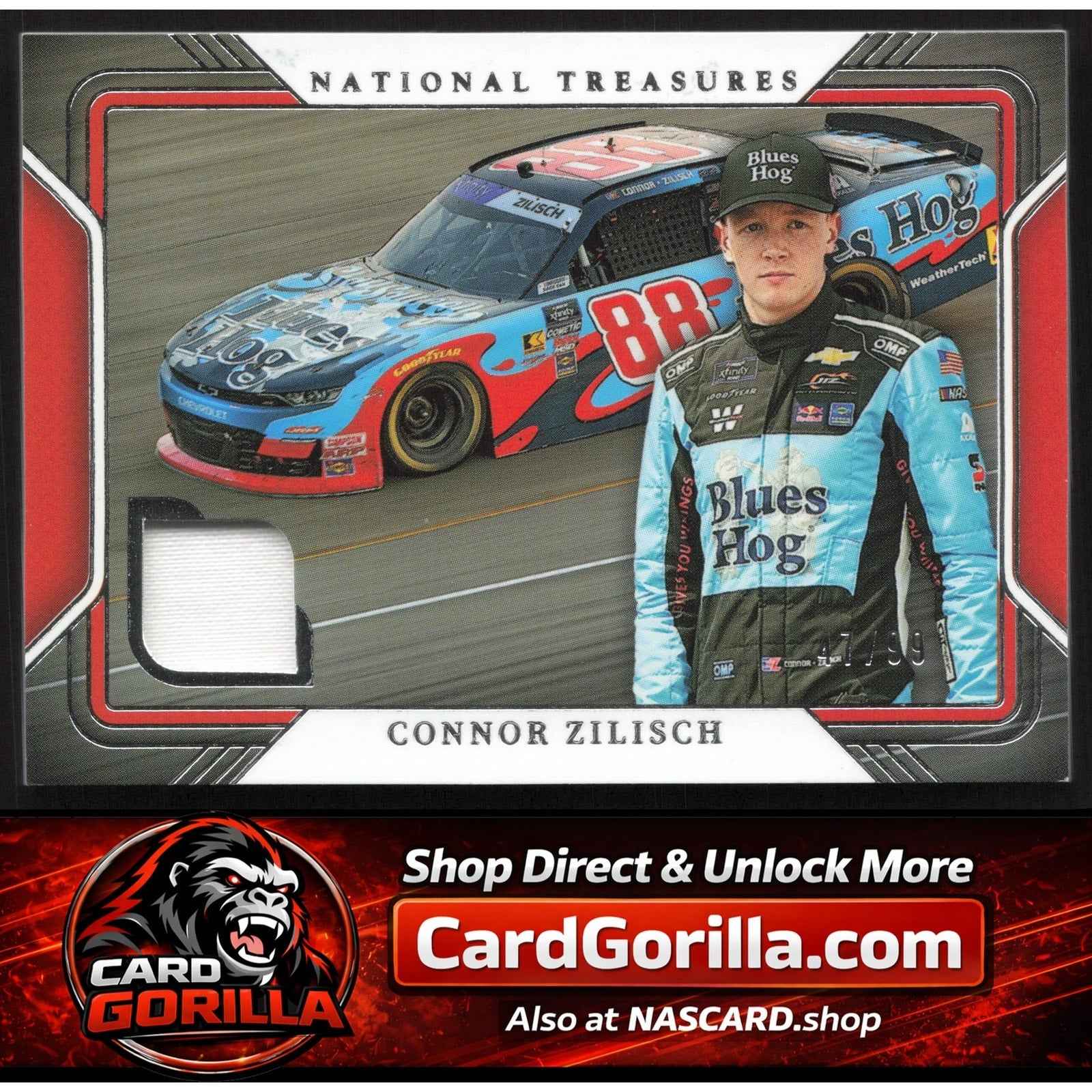 2025 Panini National Treasures #TG-CZC Connor Zilisch Track Gear #/99