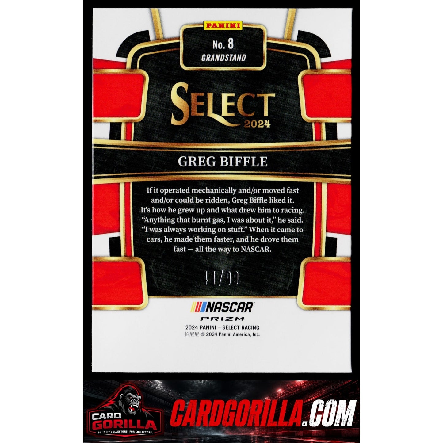 2024 Panini Select #8 Greg Biffle White Prizms #/99