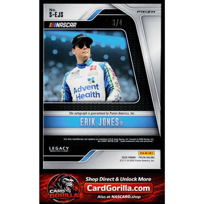 2025 Panini Prizm #S-EJS Erik Jones Scripts FOTL Blue Shimmer #/4