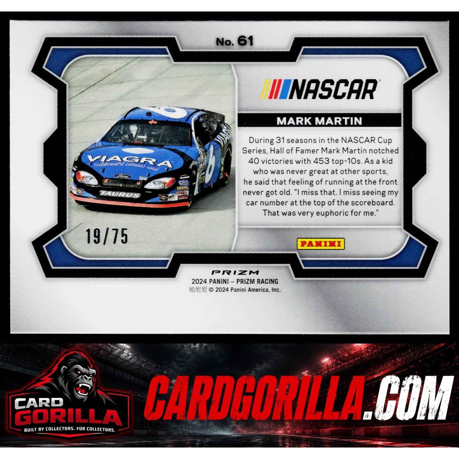 2024 Panini Prizm #61 Mark Martin Blue Pulsar #/75