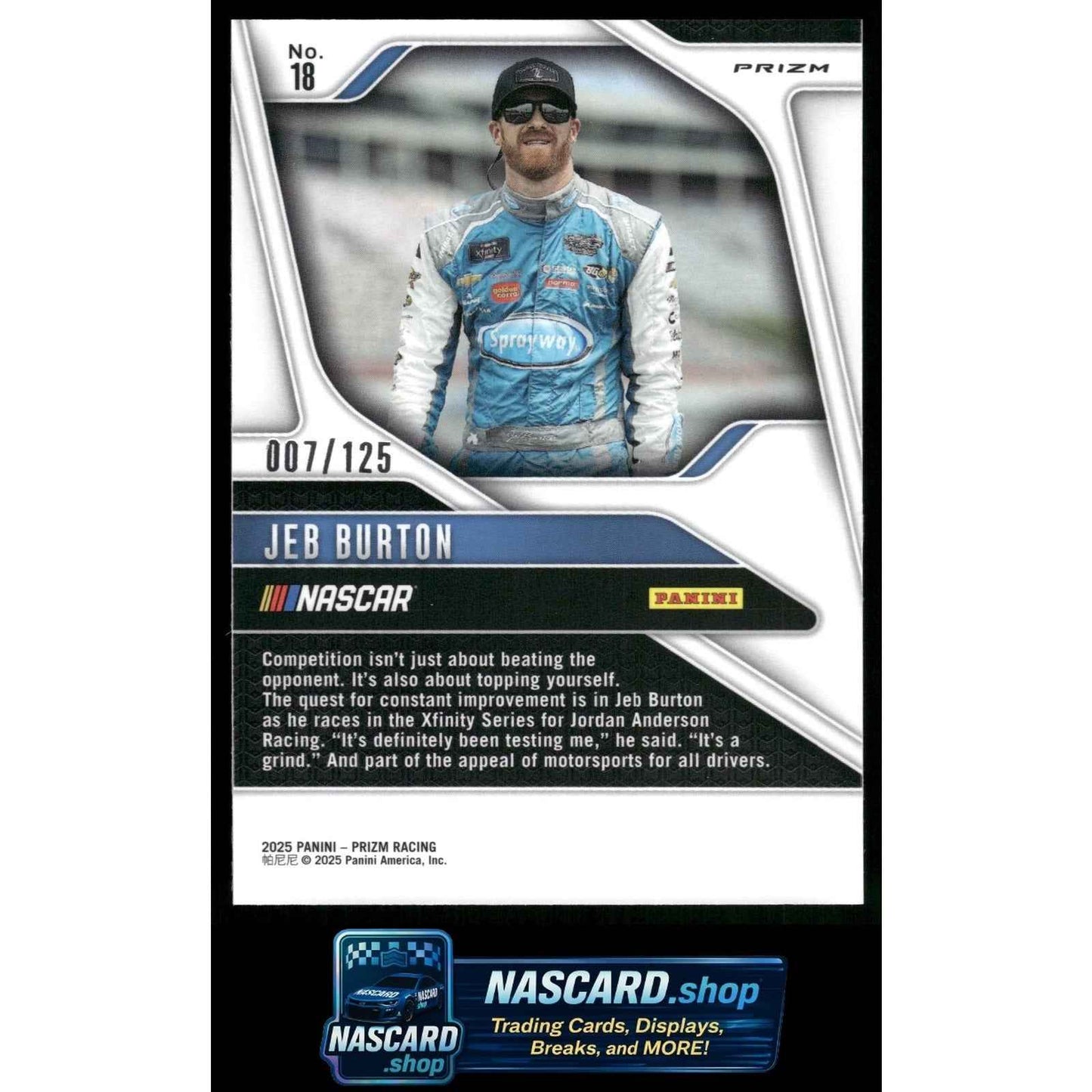 2025 Panini Prizm #18 Jeb Burton Orange Wave #/125