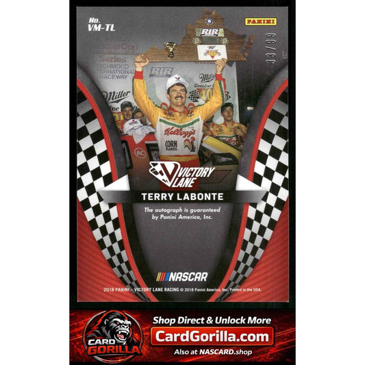 2018 Panini Victory Lane #VM-TL Terry Labonte Victory Marks Gold #/99