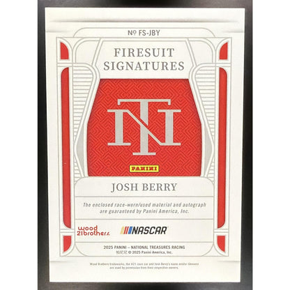 2025 Panini National Treasures Josh Berry #1 Firesuit Signatures Holo Gold /10