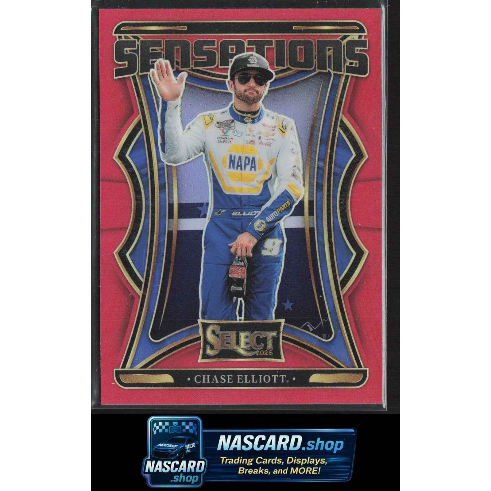 2025 Panini Select #7 Chase Elliott Sensations Red Prizms #/99