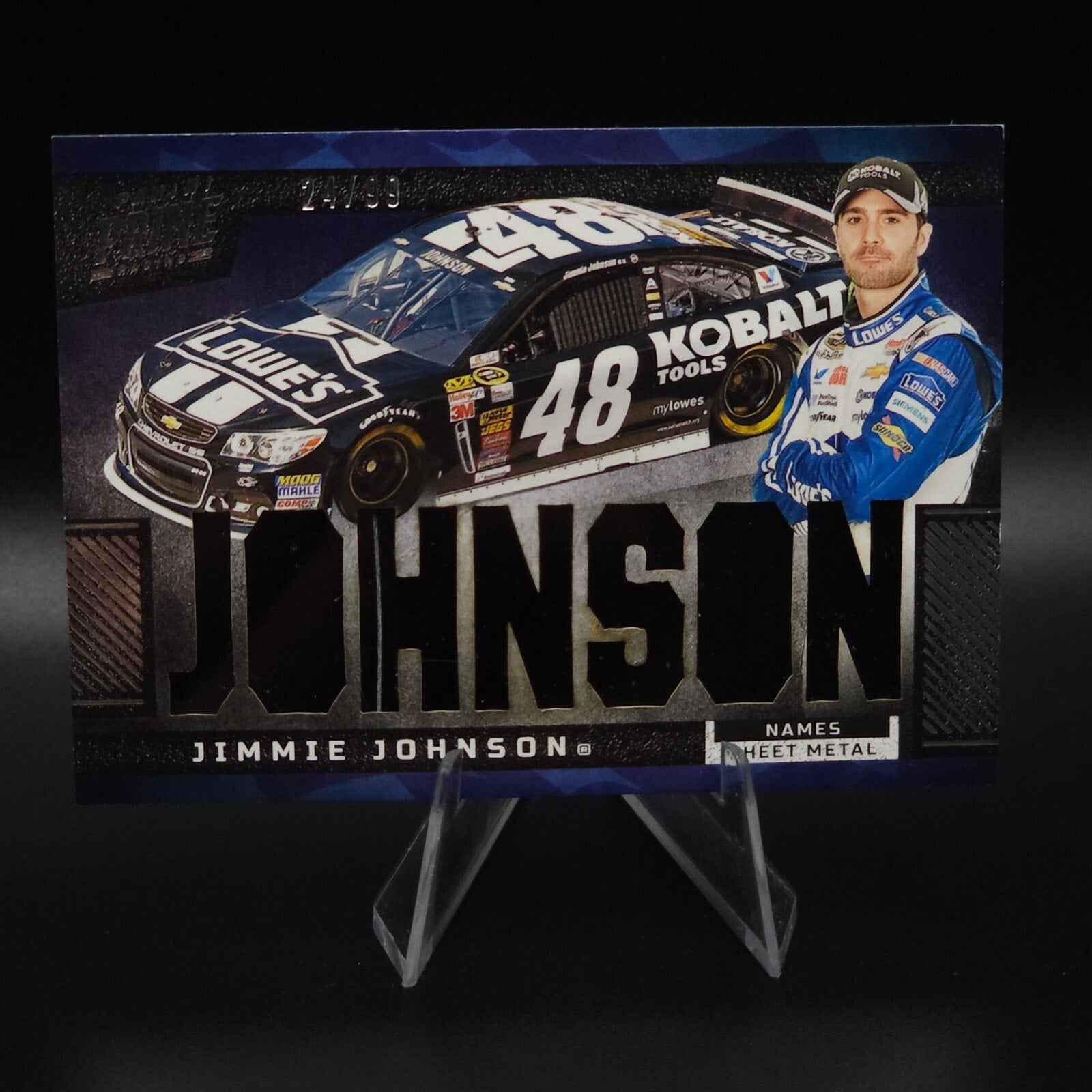 2023 Panini Prime - Names Jimmie Johnson #N-JJO Sheet Metal 24 /99 (MEM) - NASCARD.shop