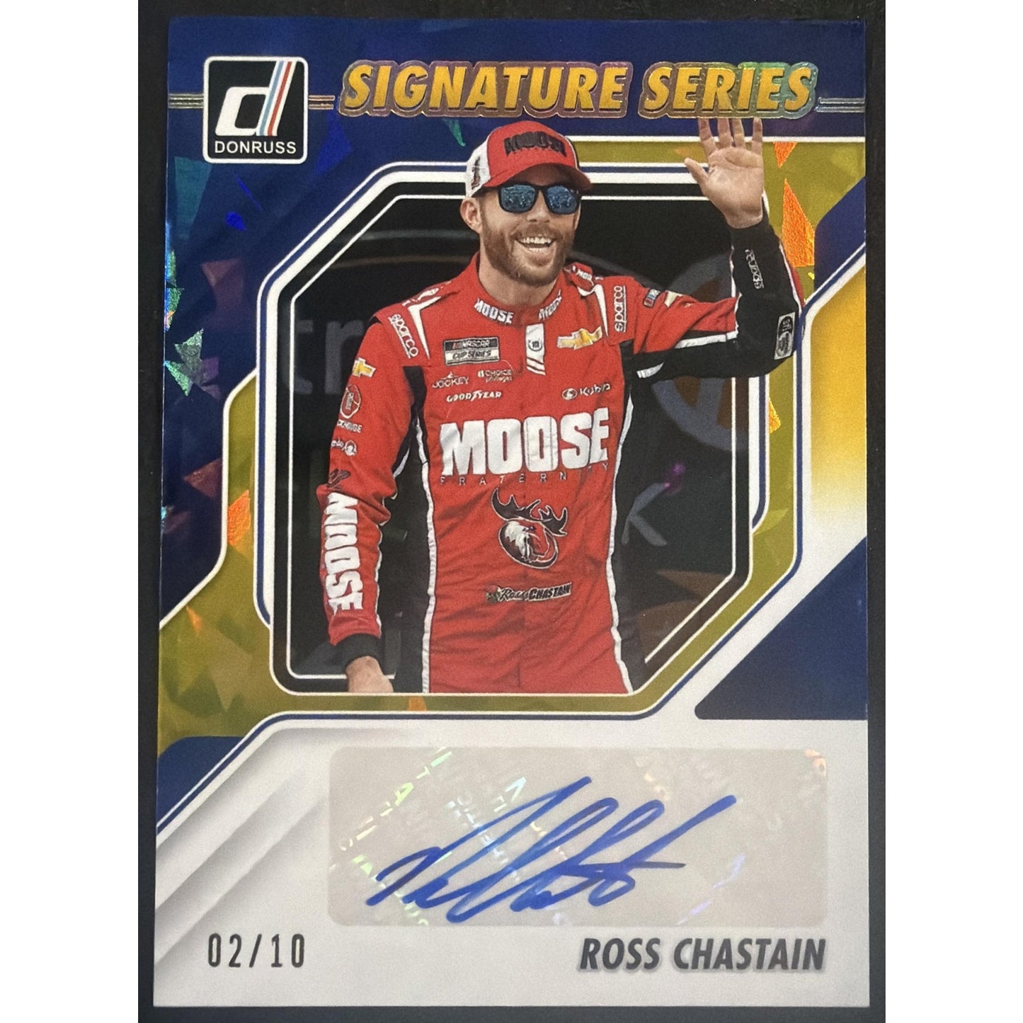 2026 Panini Donruss NASCAR Racing Ross Chastain #6 Signature Series Gold Ice /10