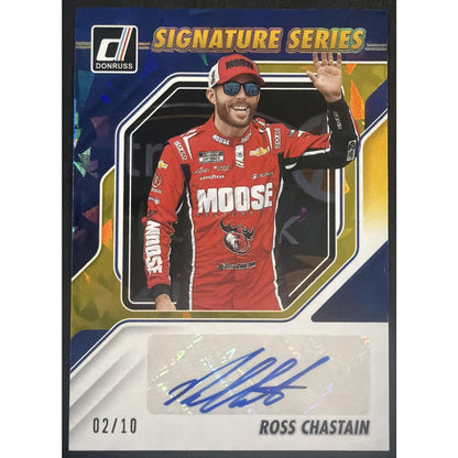 2026 Panini Donruss NASCAR Racing Ross Chastain #6 Signature Series Gold Ice /10
