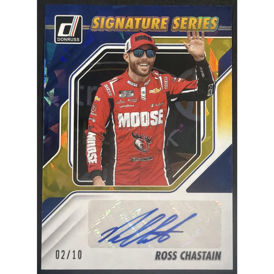 2026 Panini Donruss NASCAR Racing Ross Chastain #6 Signature Series Gold Ice /10