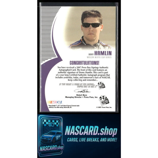2007 Press Pass Denny Hamlin Signings Gold #/50 - NASCARD.shop
