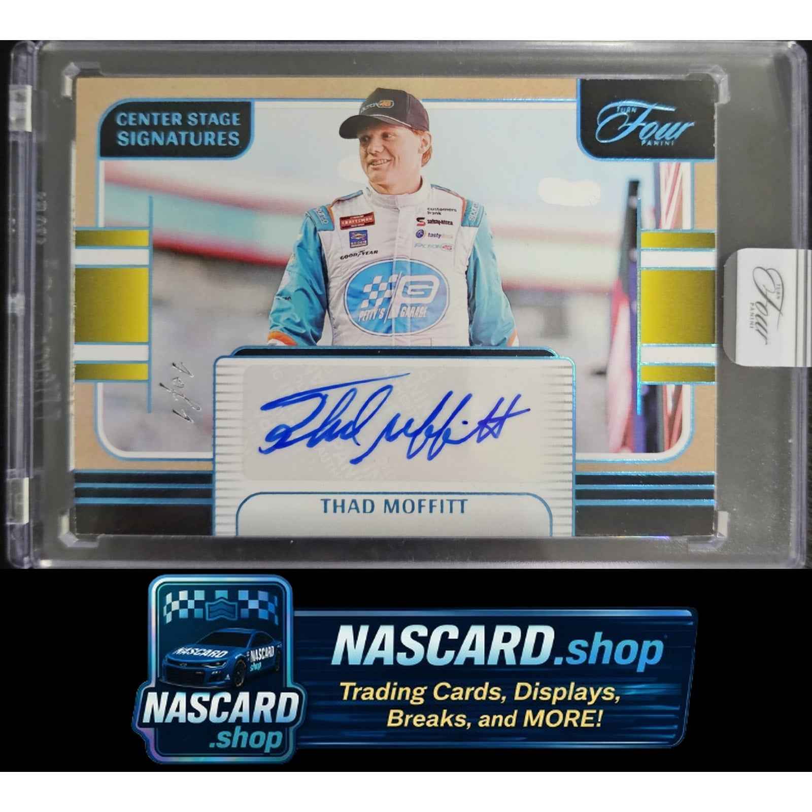 2025 Panini Turn Four #CSS-TMT Thad Moffitt Center Stage Signatures Platinum #/1