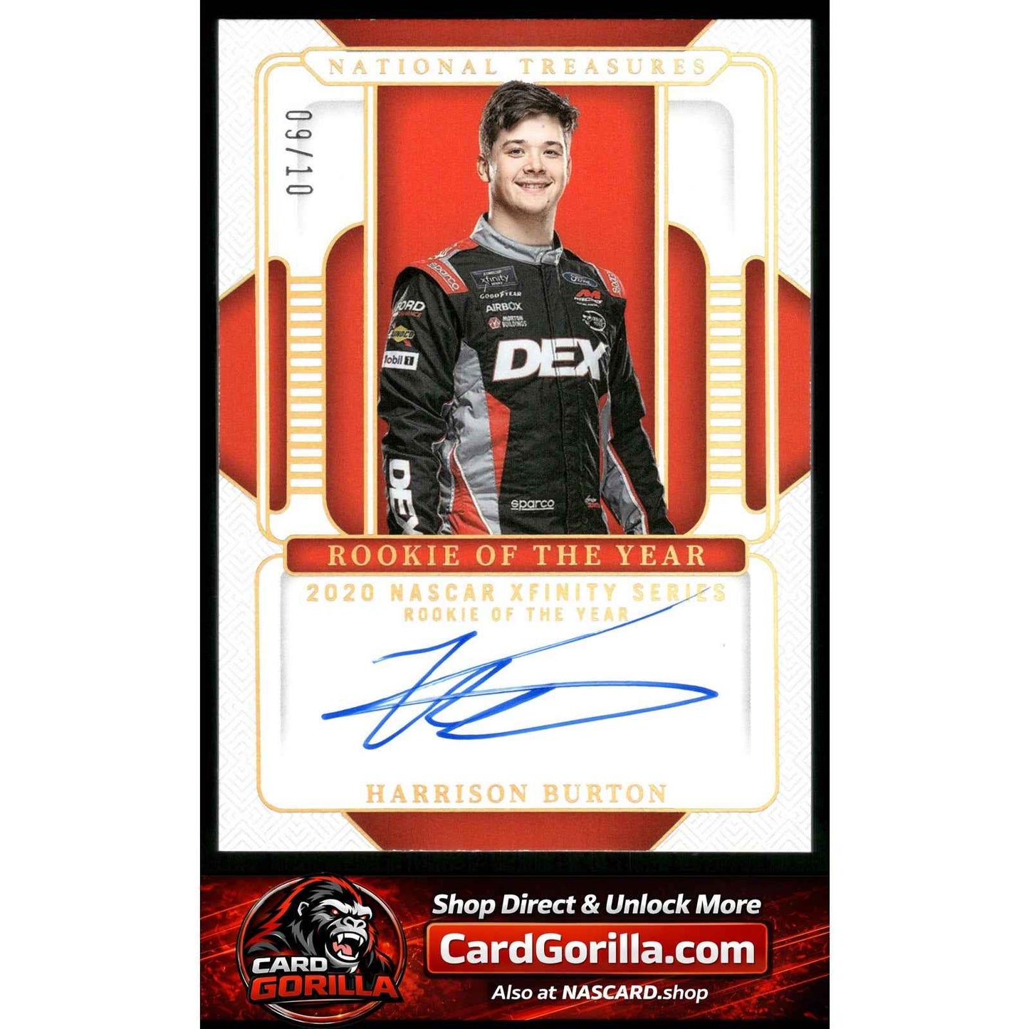 2025 National Treasures Harrison Burton Rookie Of The Year Auto Holo Gold #/10