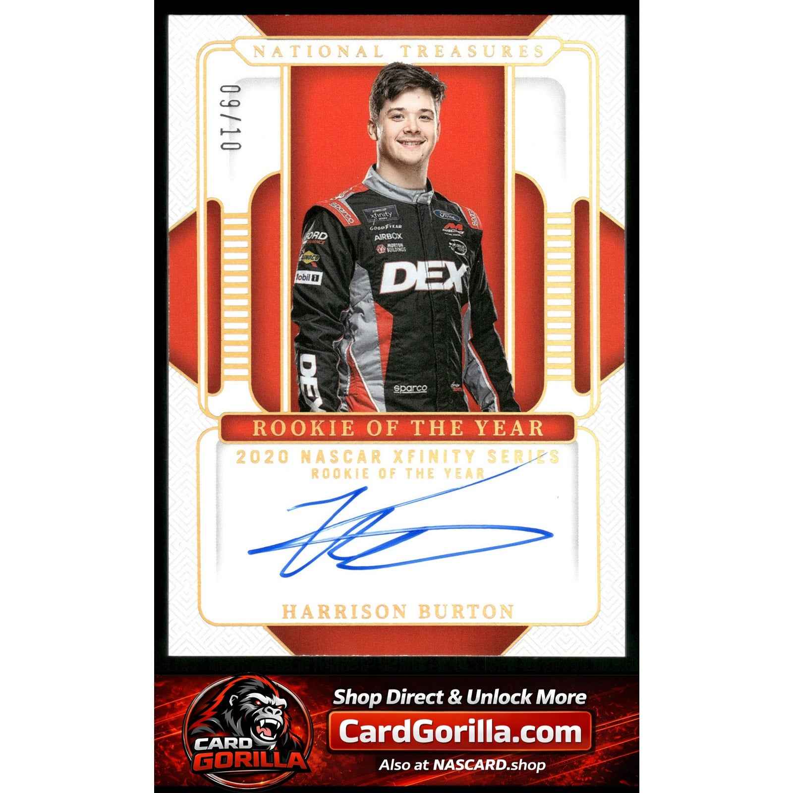 2025 National Treasures Harrison Burton Rookie Of The Year Auto Holo Gold #/10
