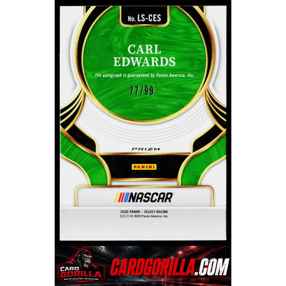 2026 Panini Select #LS-CES Carl Edwards Legendary Signatures Blue Prizms #/99
