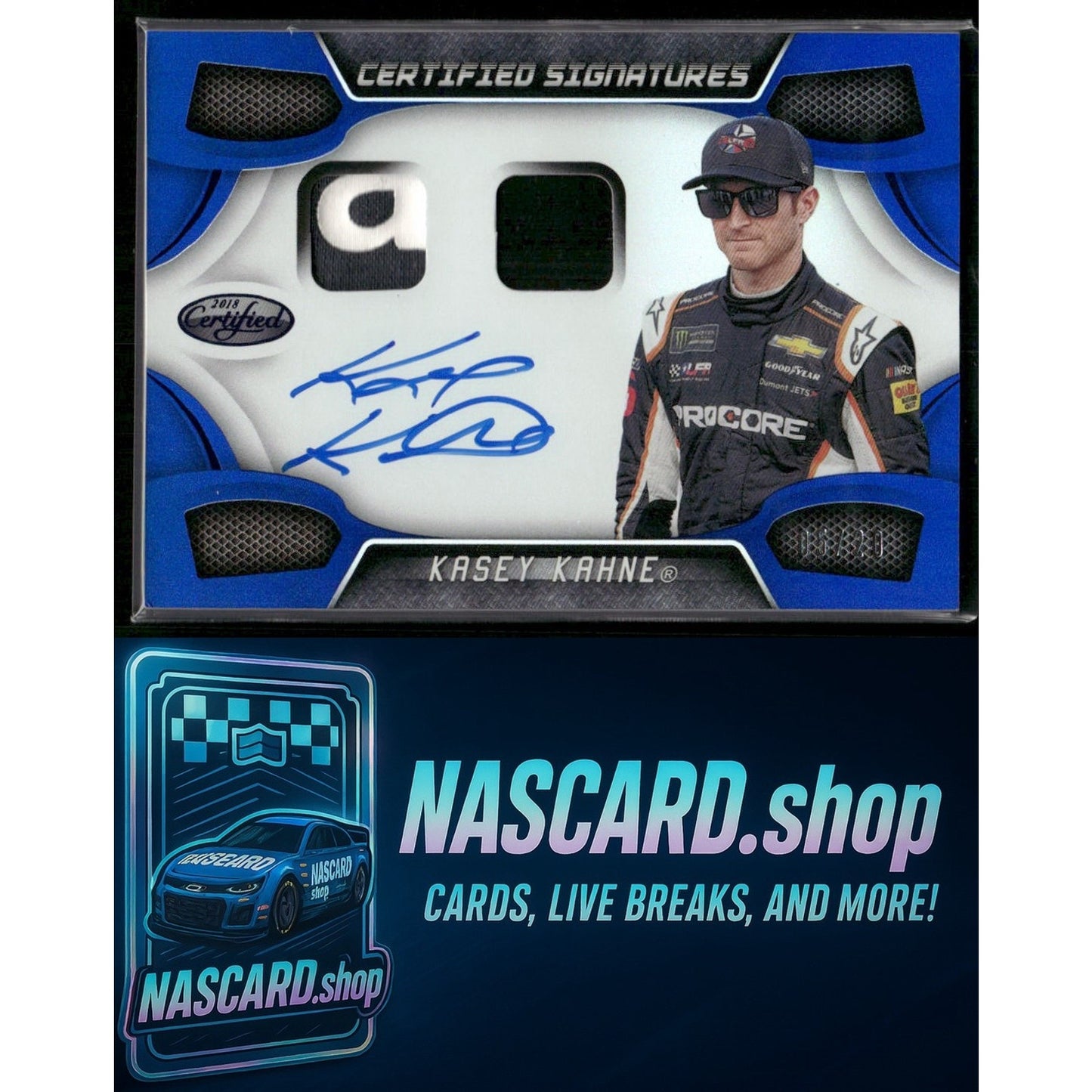2018 Panini Certified Kasey Kahne Certified Signature Swatches Blue #05/20