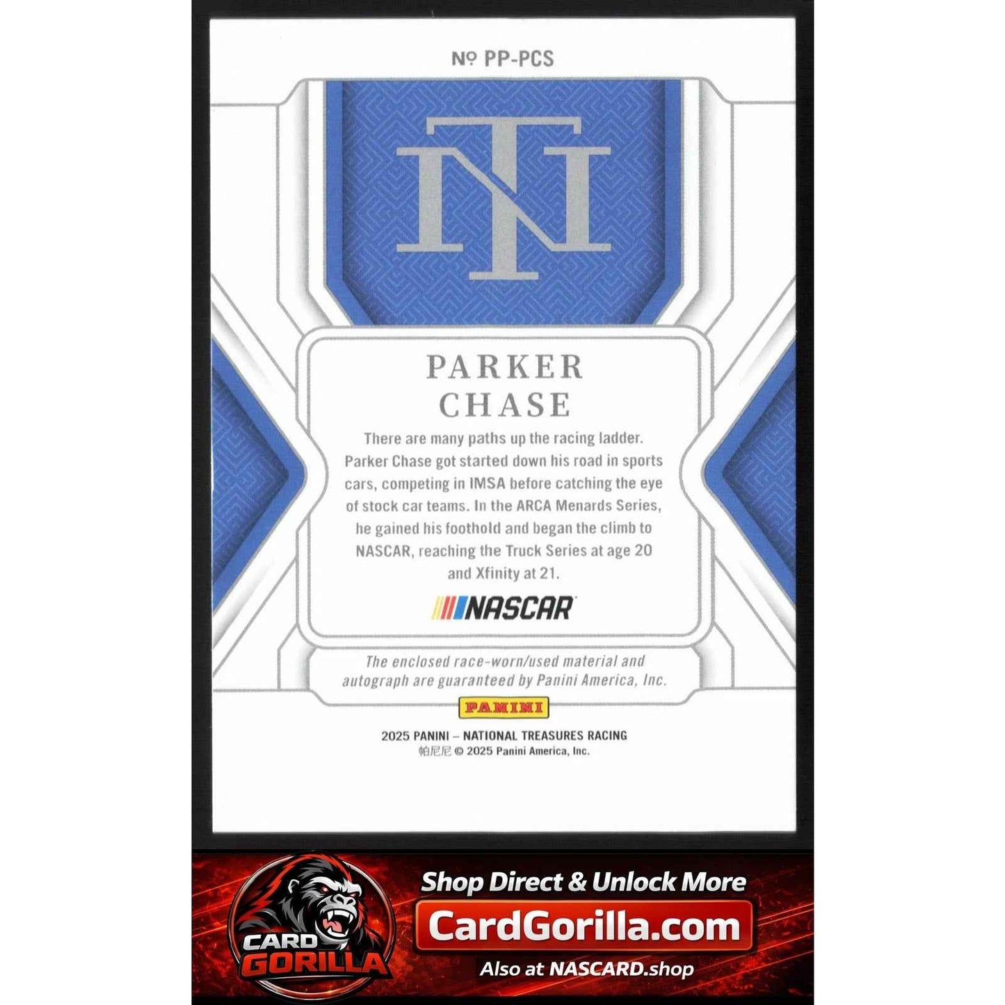 2025 National Treasures Parker Chase Premium Patches Holo Silver #/25