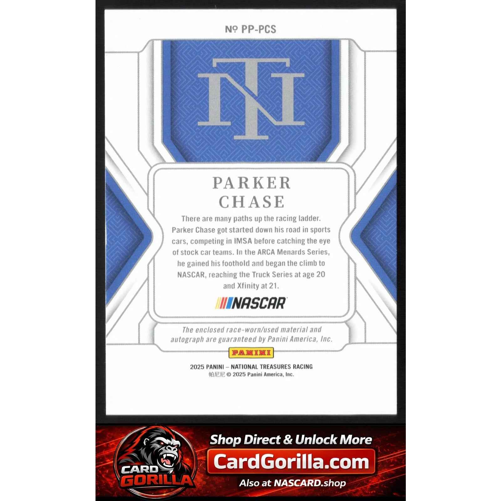 2025 National Treasures Parker Chase Premium Patches Holo Silver #/25
