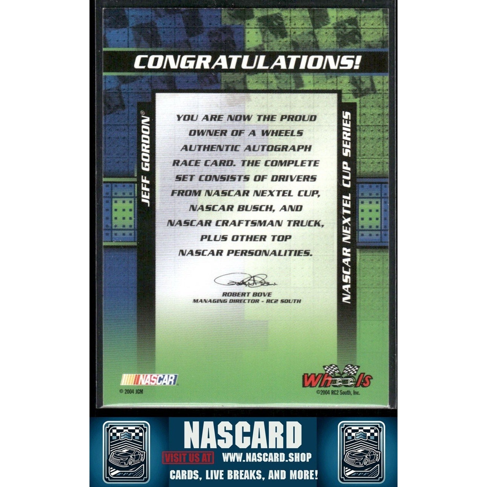 2004 Press Pass Wheels Authentic Autographs Jeff Gordon On Card Auto - NASCARD.shop