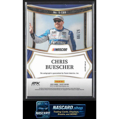 2025 Panini Select #S-CBR Chris Buescher Signatures Blue Prizms #/99
