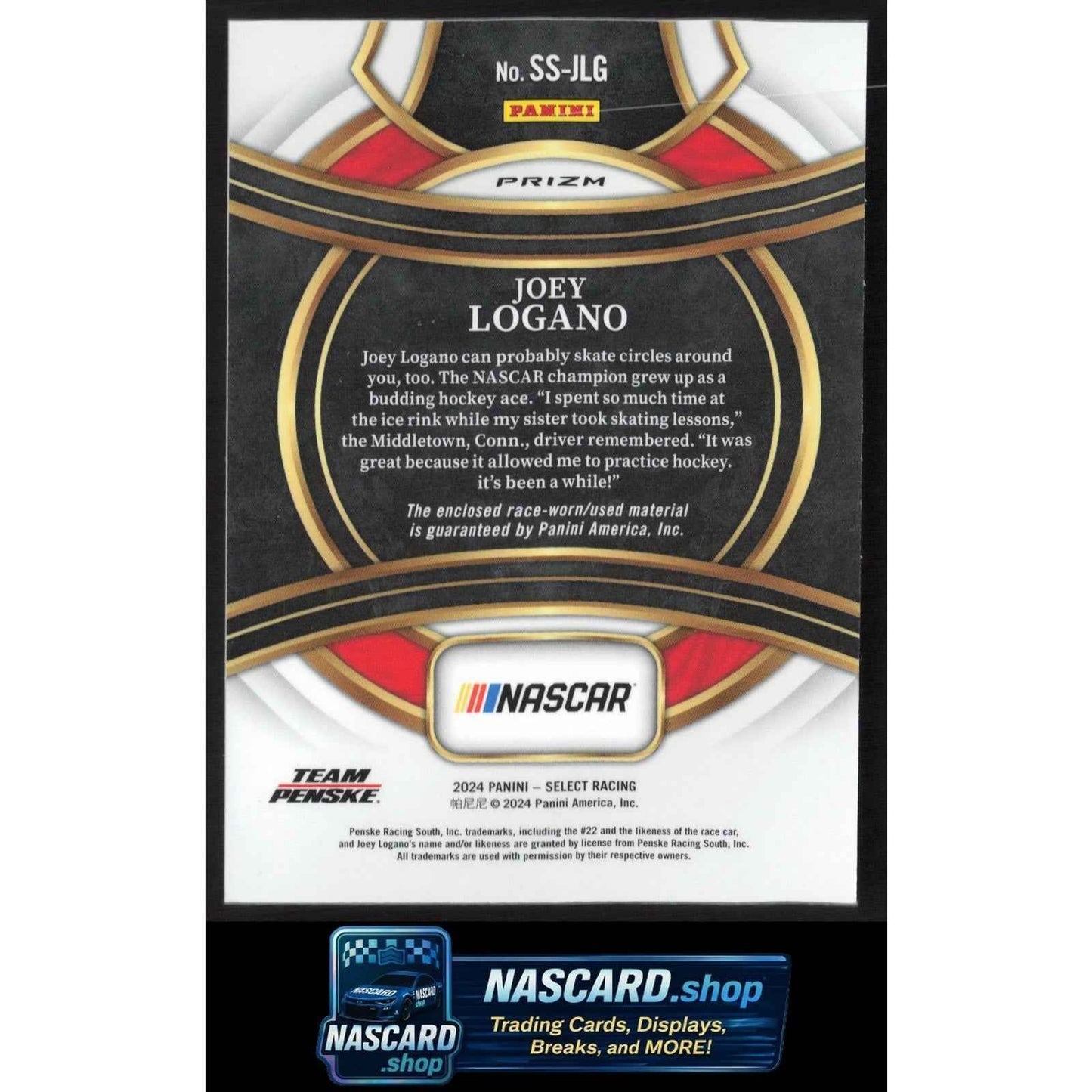 2024 Panini Select #SS-JLG Joey Logano Selective Swatches Flash Prizms