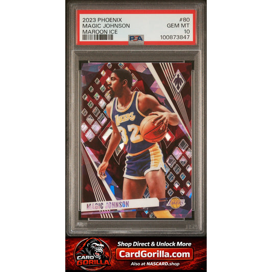 2023 Panini Phoenix #80 Magic Johnson Maroon Ice PSA 10