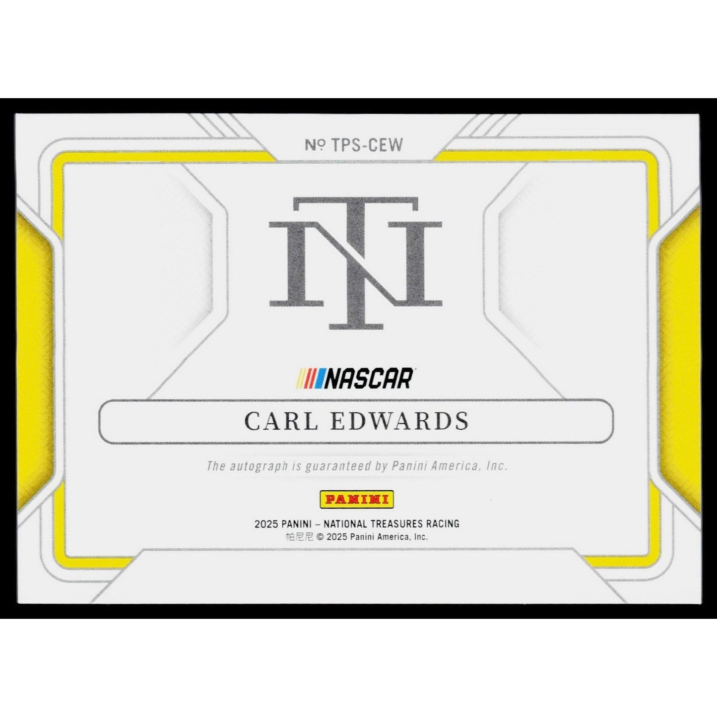 2025 Panini National Treasures #TPS-CEW Carl Edwards Track Pass Signatures #/99