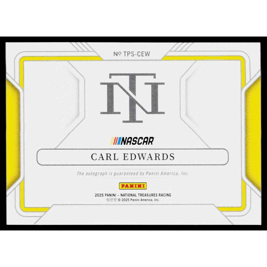 2025 Panini National Treasures #TPS-CEW Carl Edwards Track Pass Signatures #/99