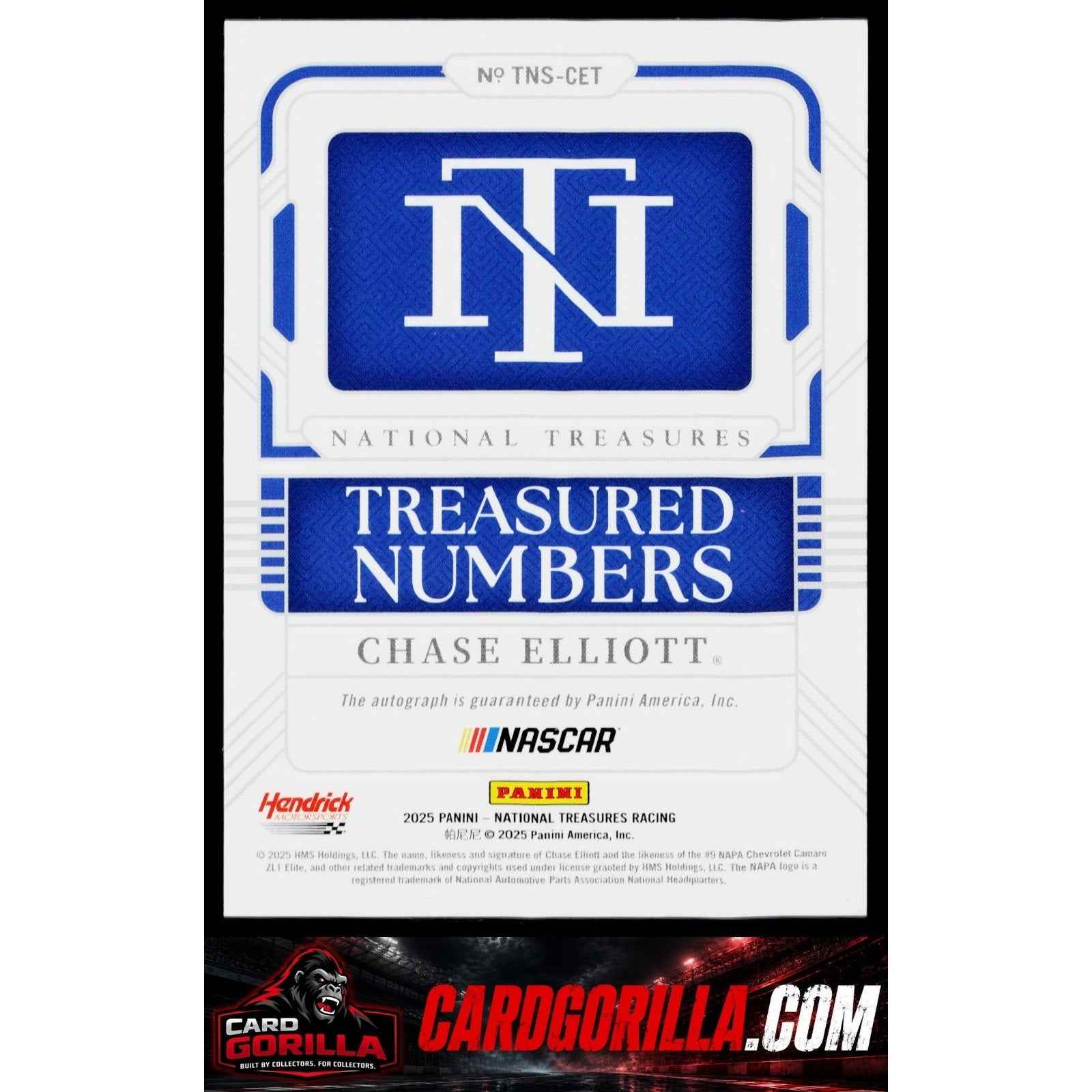 2025 National Treasures Chase Elliott Treasured Numbers Signatures Holo Gold /10