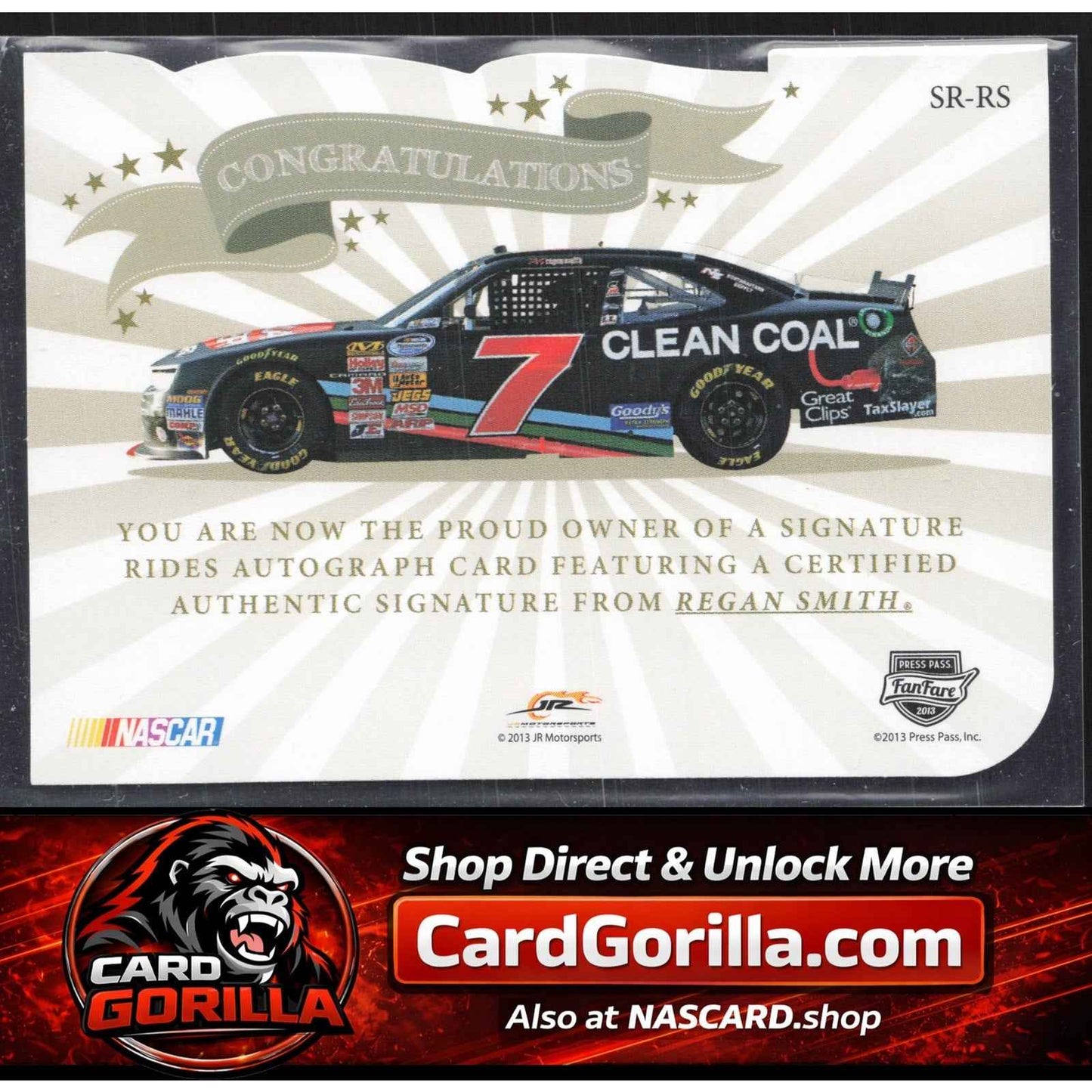 2013 Press Pass Fanfare #SR-RS Regan Smith Signature Ride Autographs Red