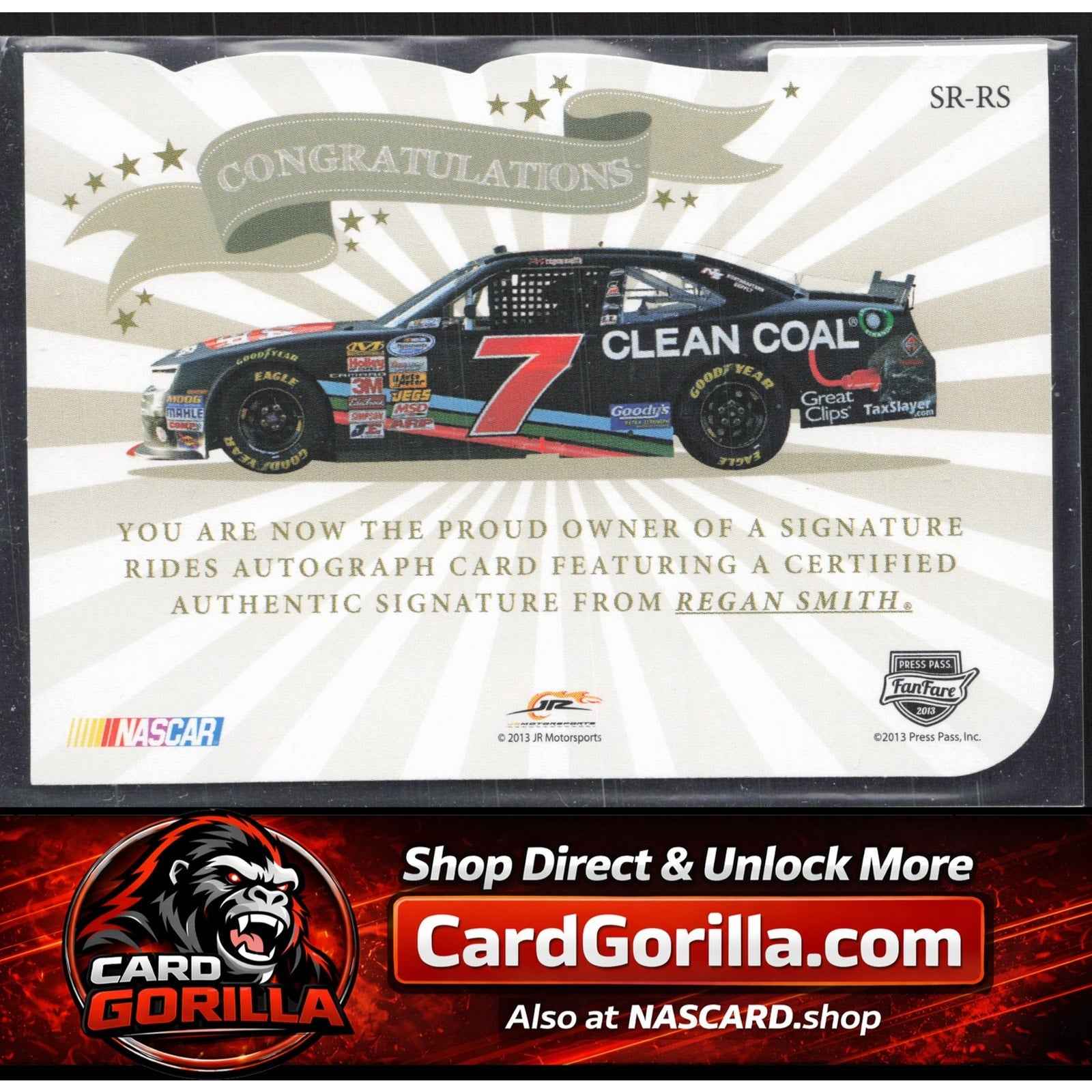 2013 Press Pass Fanfare #SR-RS Regan Smith Signature Ride Autographs Red