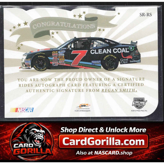 2013 Press Pass Fanfare #SR-RS Regan Smith Signature Ride Autographs Red