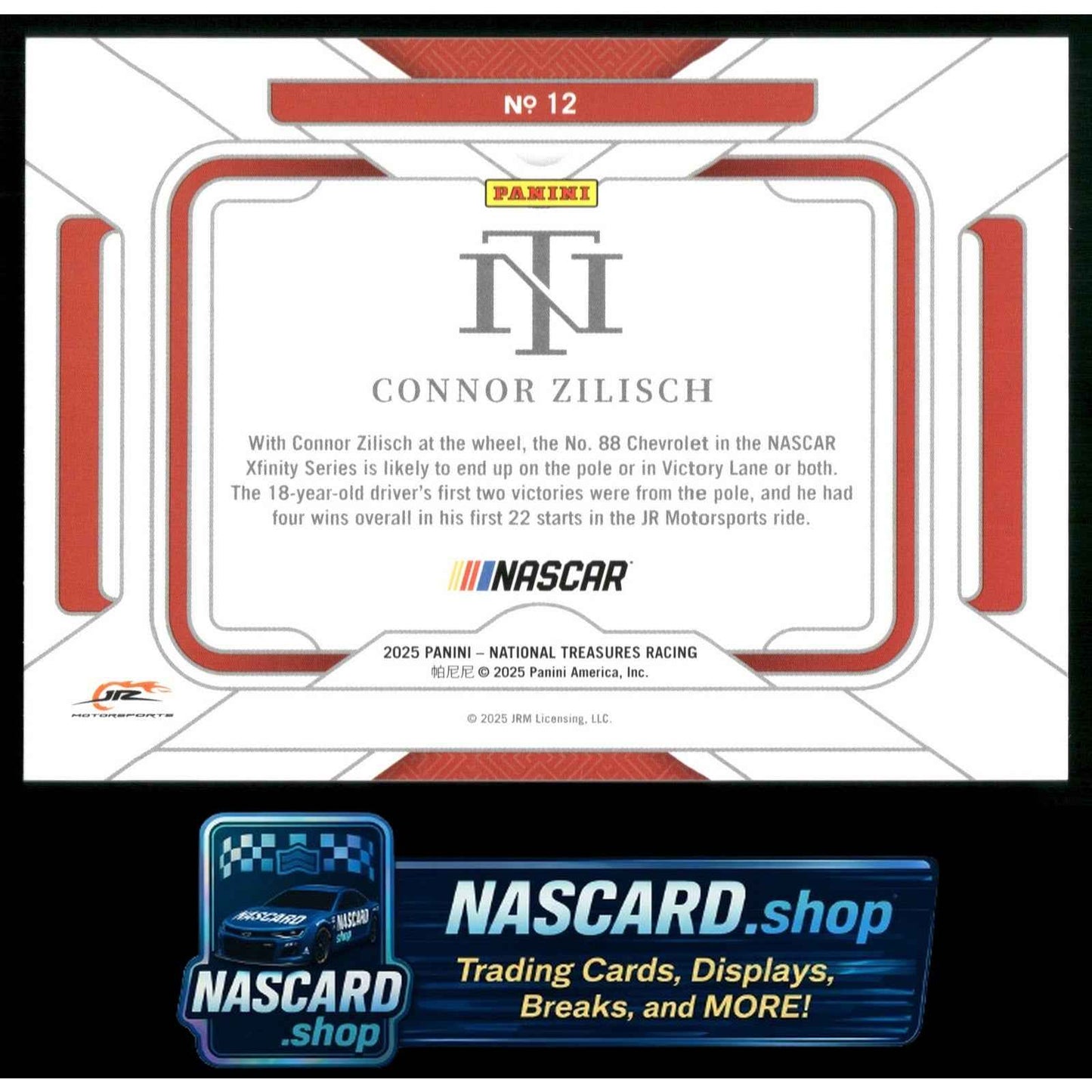 2025 Panini National Treasures #12 Connor Zilisch Rides #/35 RC