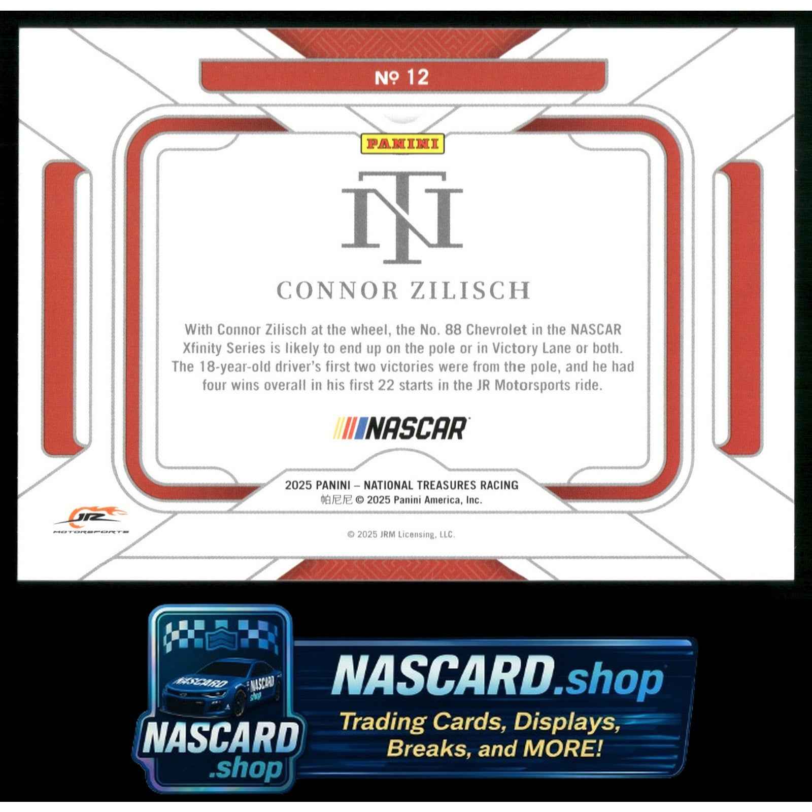 2025 Panini National Treasures #12 Connor Zilisch Rides #/35 RC