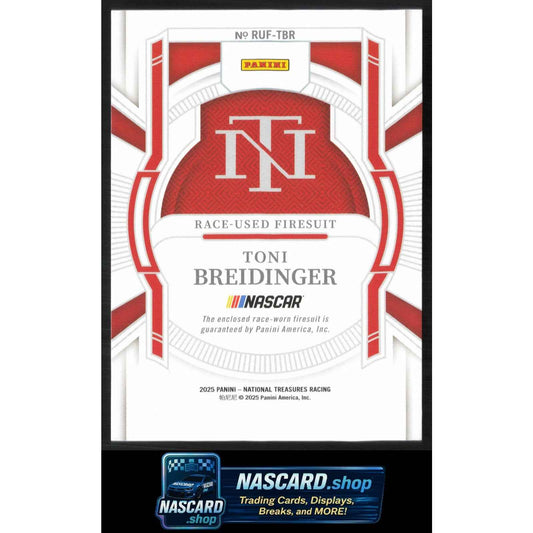 2025 Panini National Treasures Toni Breidinger Race Used Firesuit Silver #25/25